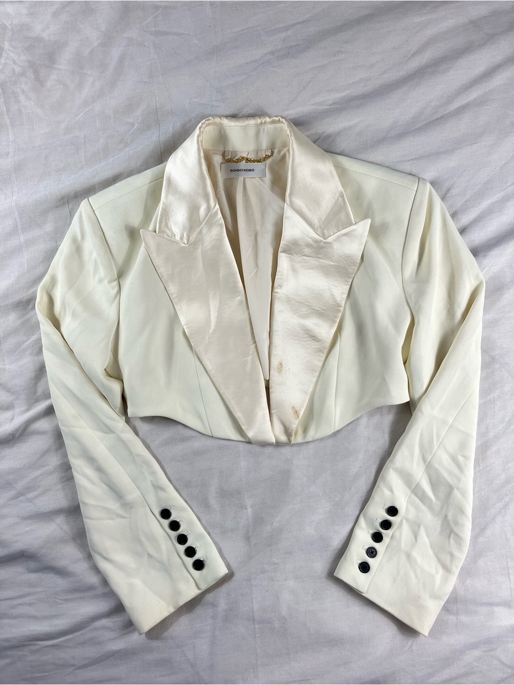 Rony Kobo White Cropped Blazer